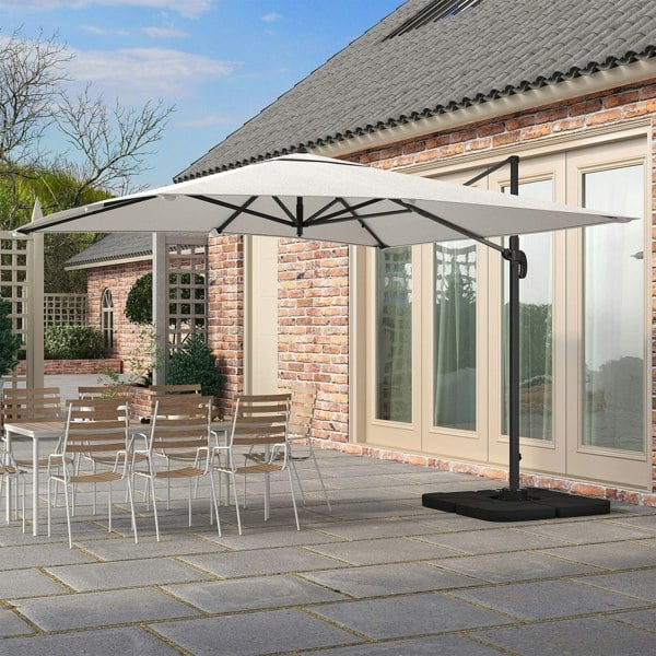 Garden Parasol Umbrella Cantilever Parasol with Parasol Base Parasols Living and Home Light Grey