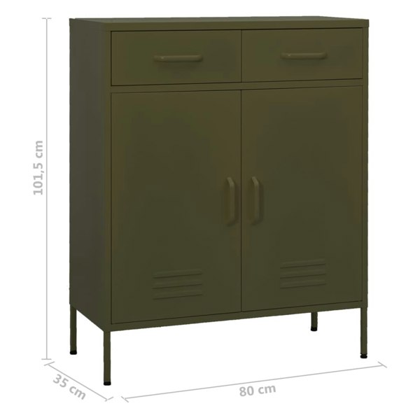 Berkfield Storage Cabinet Olive Green 80x35x101.5 cm Steel