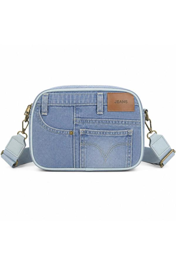 Kitise Jean Style Denim Crossbody Bag with Adjustable Strap