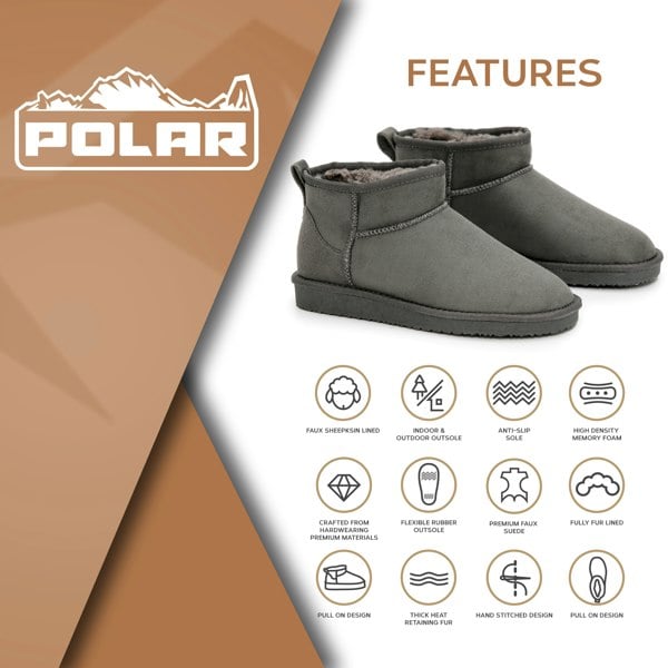 VIVA Women's Faux Fur Lined Boot Slippers - Memory Foam Anti-Slip Sole