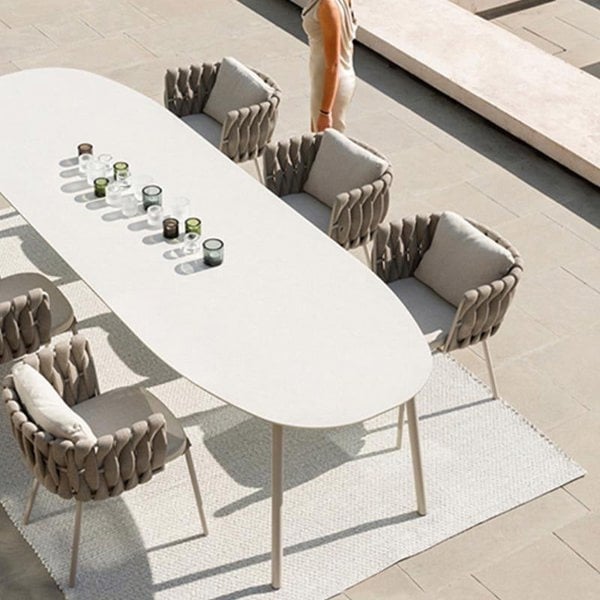 Vallee Rattan Outdoor Dining Table Set, Table With Six Dining Chairs-Weilai Concept-Weilai Concept