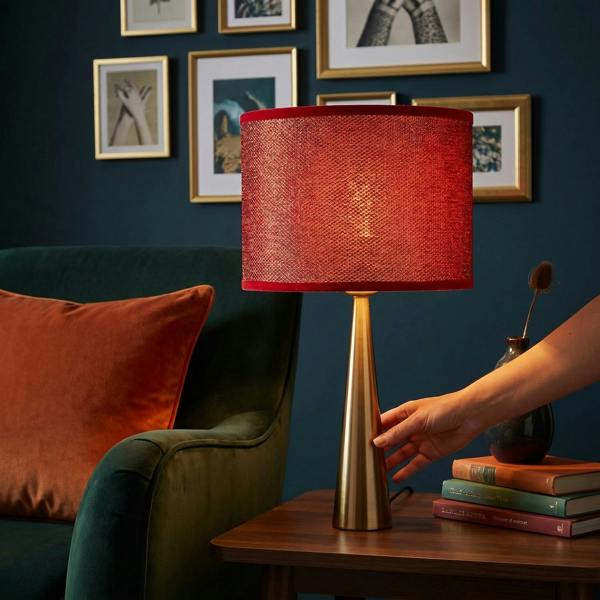 Modern and Designer Mini Diamond Red Glitter Fabric Round Lamp Shade Image 6