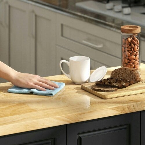 Wyld Haus Rolelo Wooden Black Rolling Kitchen Island With Drop Leaf Drawer Towel And Spice Racks