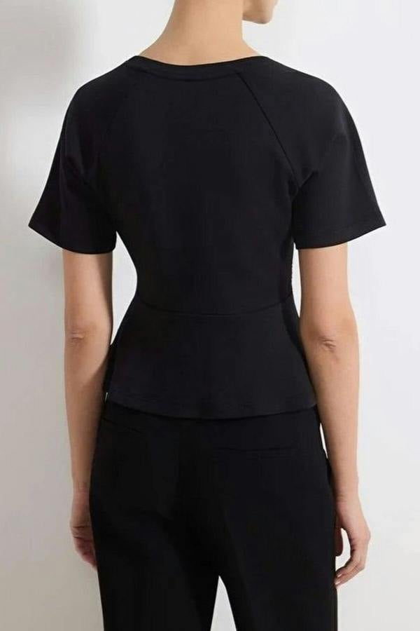 WOVCOR Peplum Raglan Sleeve Knitted Blouse with Accessory Detail