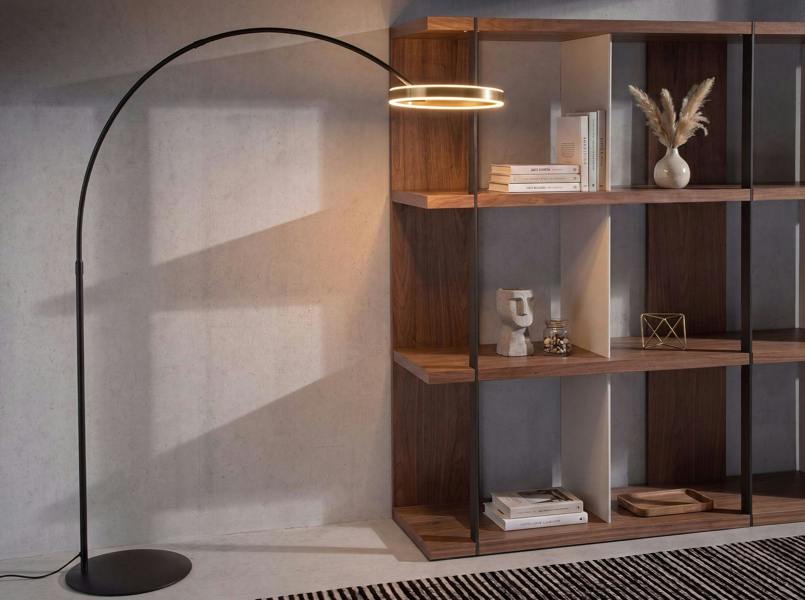 Angel Cerdá Floor lamp in polished gold steel and black steel 8097