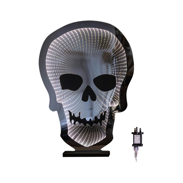 Samuel Alexander 60cm Light up Halloween Skull Infinity Decoration with Warm White LEDs
