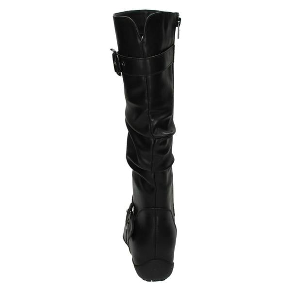 Down to Earth Ladies Down To Earth Flat High Leg Rouched Boots