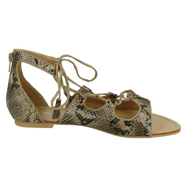 Spot On Ladies Spot On Snake Print Flat Sandals