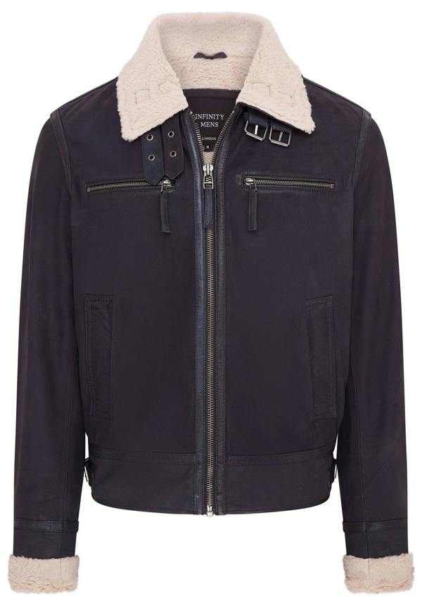 Infinity Leather Mens Real Sheep Suede Bomber Aviator Jacket - Sandnes