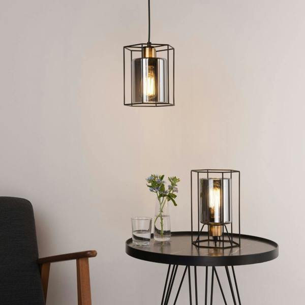Pagazzi Lighting Sabrina Black and Smoked Glass Table Lamp