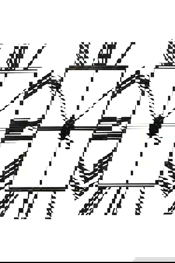 Living and Home 60cm Modern Roman Numeral Skeleton Square Metal Wall Clock