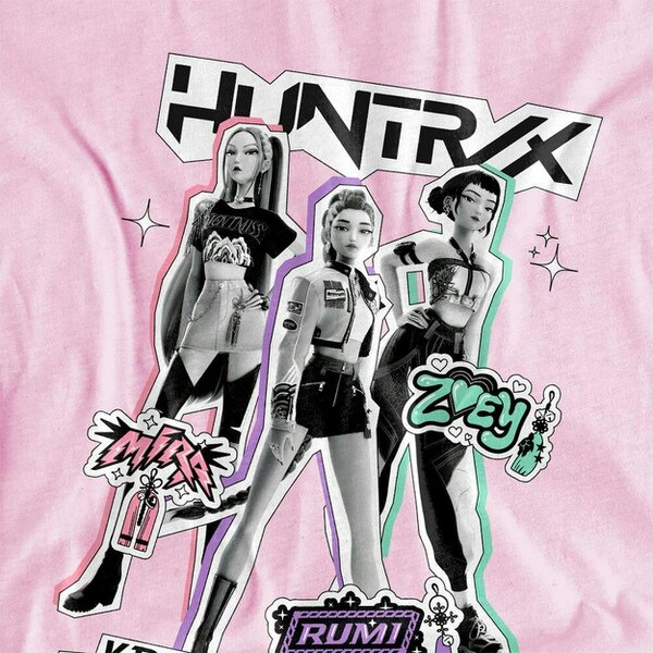 K-Pop Demon Hunters Childrens/Kids Huntr/X Scrapbook T-Shirt - Pink