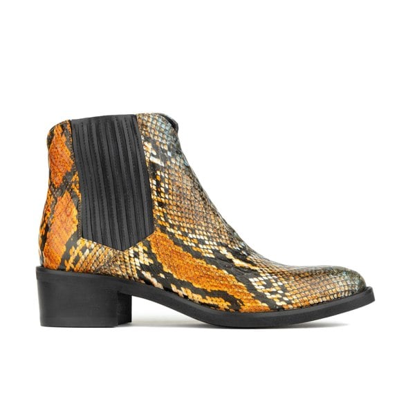 Embassy London Texas - Black & Orange Snake - Women's Leather Snake Print Western Boot