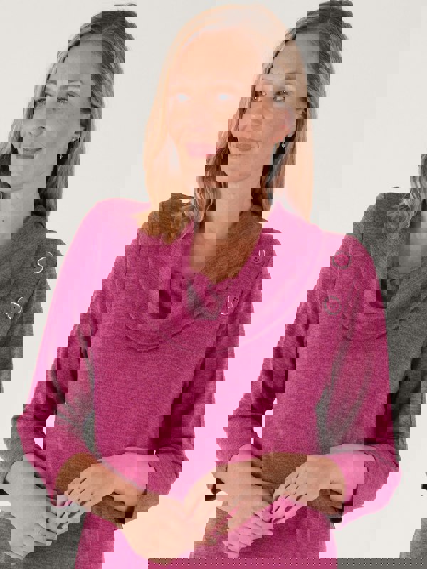 PennyPlain Asymmetric Button Cowl Dress - Magenta