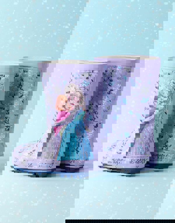 Disney Frozen Girls Purple Elsa & Anna Wellington Boots without Handles