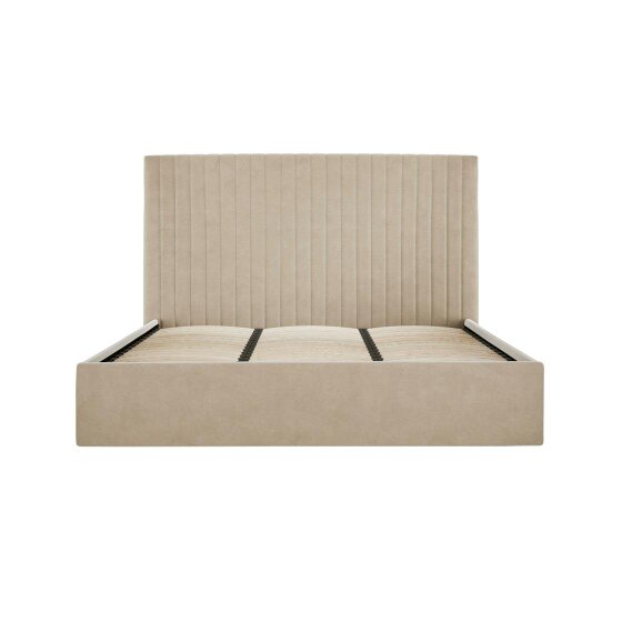 Wyld Haus Dublin Taupe Upholstered 6ft Super King Size Ottoman Bed with Tall Ribbed Headboard