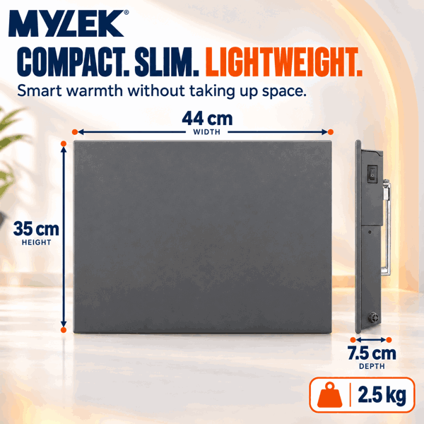 MYLEK Panel Space Heater 500W Eco Smart WiFi App Radiator Electric Slim Low Energy IPX4 rated