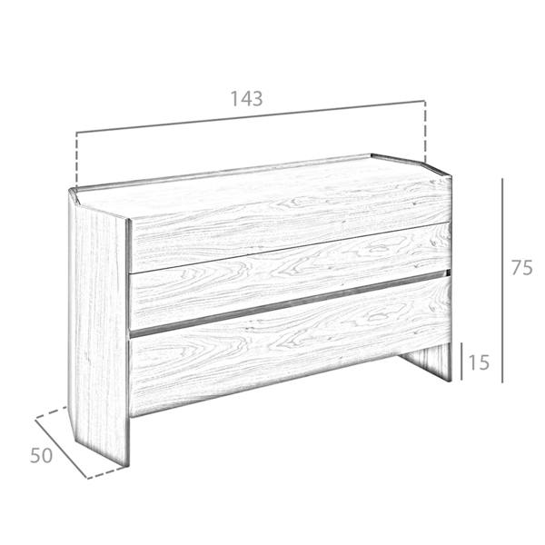 Angel Cerdá Chest of Drawers Walnut With Tempered Glass Top 7073