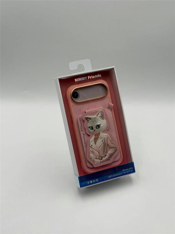 Nimmy Friends Nimmy White Cat Magnetic Combo Case with Detachable MagSafe Card Holder Stand for iPhone 17 Air 6.5" Pink - N-CXMC-KTZH-IP17-AIR-04