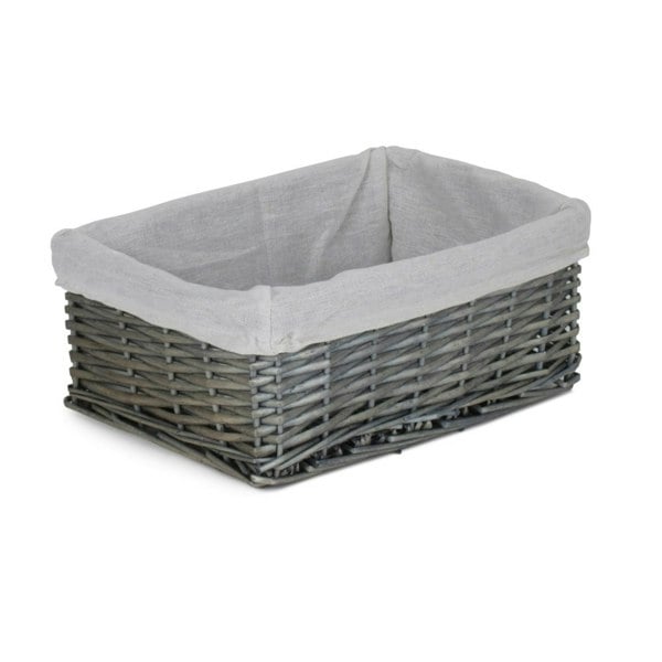 Antique Wash Wicker Storage Basket with White Lining