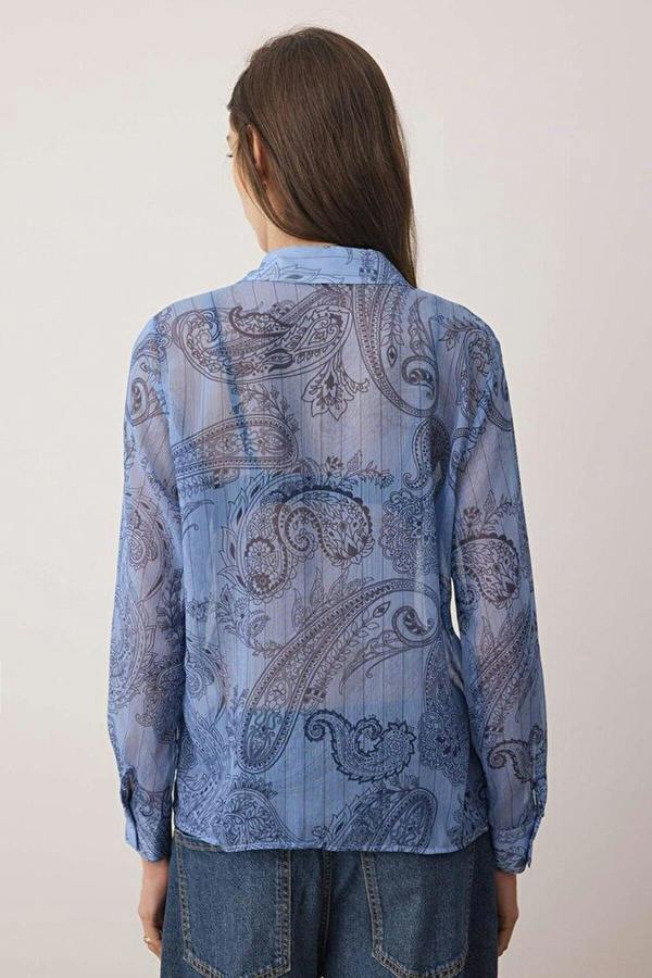 WOVCOR Patterned Unlined Chiffon Shirt