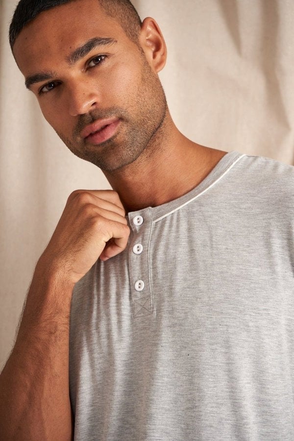 Mister You Bamboo Short Pyjama Set in Grey MarlNightwear