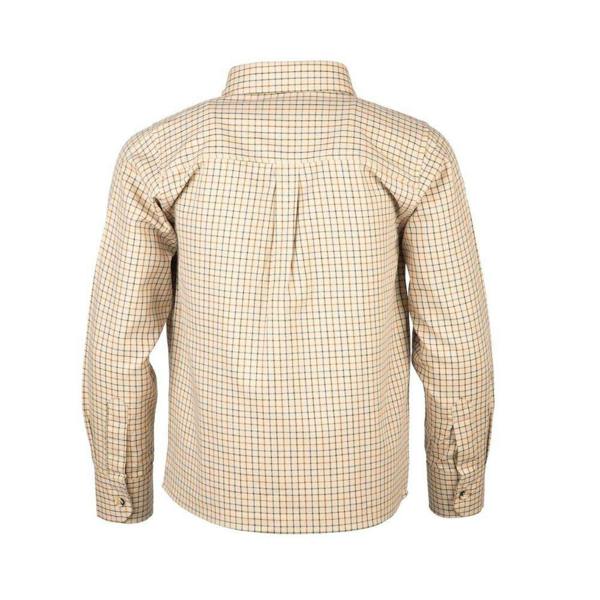 Rydale Boys Country Check Shirt in Poacher Beige, rear view