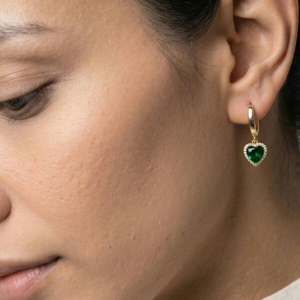 Uchi & Soto Kokoro Green Heart Hoop Earrings