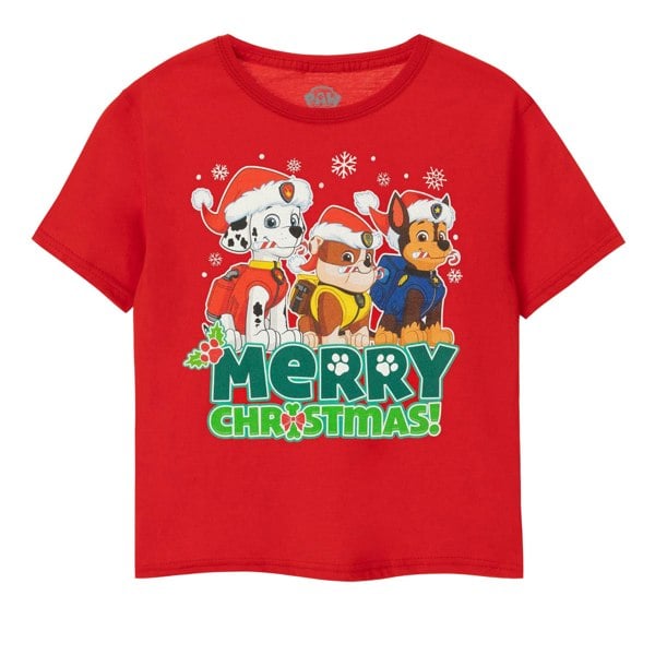 Paw Patrol Boys Merry Christmas T-Shirt - Red