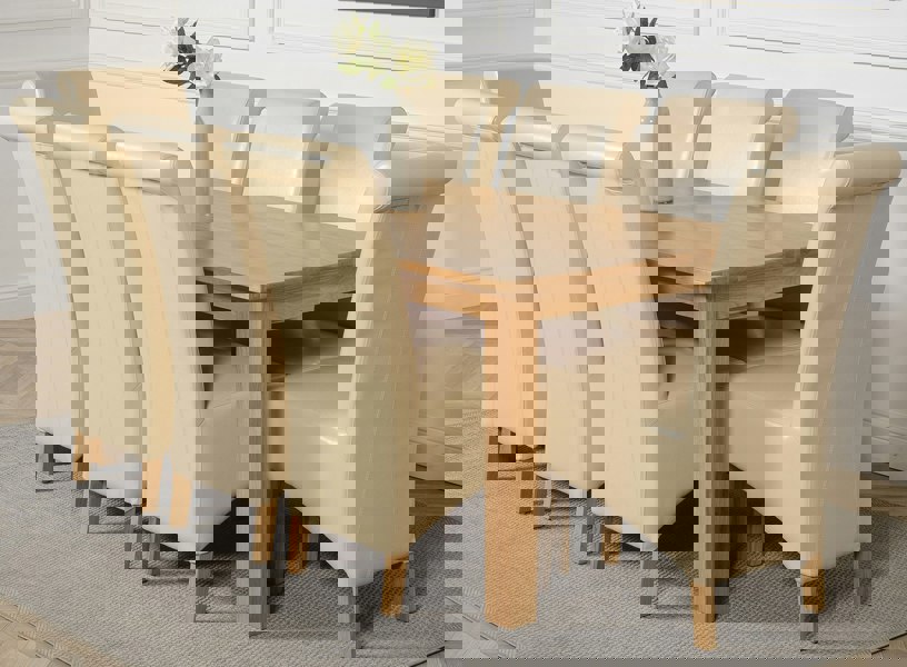 That's Furniture Oslo 180 x 90cm Large Oak Dining Set with Montana Leather Chairs