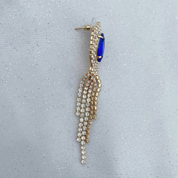 blue earrings diamante earrings gold