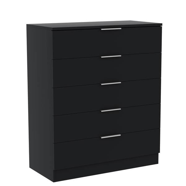 Vida Designs Trega 5 Drawer Chest, Black