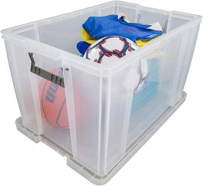 1 x Large Clear Stackable Nestable 10 Litre Storage Container With Clip Locked Lid & Strong Handles