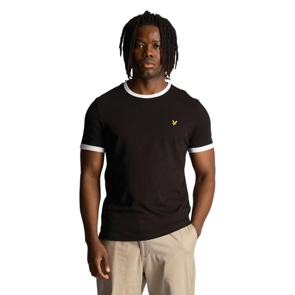 Lyle & Scott Mens Ringer T-Shirt - Jet Black/White