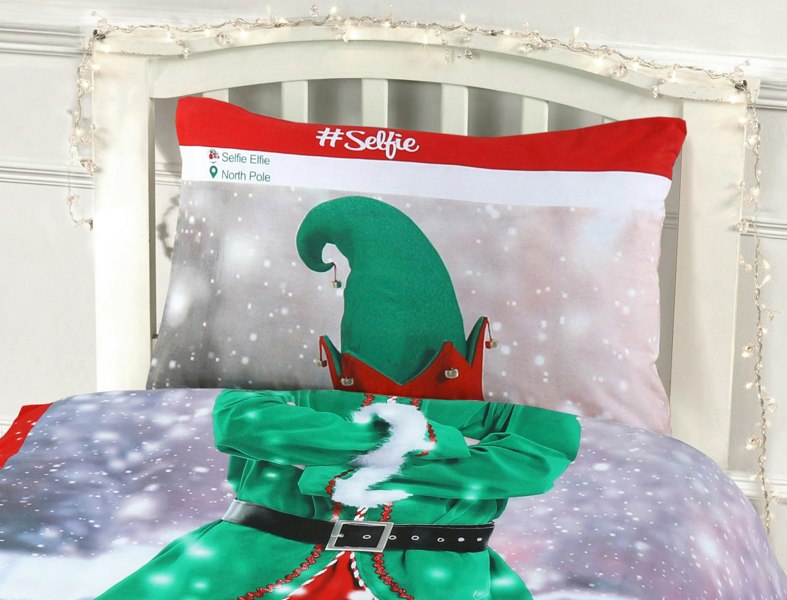 Velosso Whimsical Elf Print Single Duvet Cover & Pillowcase Set - Colourful Holiday Bedding with Button Enclosure