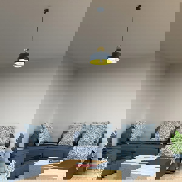 Milagro Harald Pendant Lamp 1XE27 A Stylish Hand Made 30CM Lamp In Rich Navy Blue With Luxurious Gold Detail