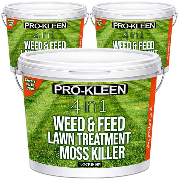 ProKleen Pro-Kleen 4 in 1 Weed and Feed Lawn Treatment with Moss Killer - Greens Grass, Kills Weeds & Moss & Fertilises Grass 7.5kg