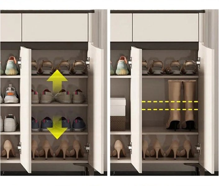 Malcom Shoe Storage, Wood with grey shoe storage