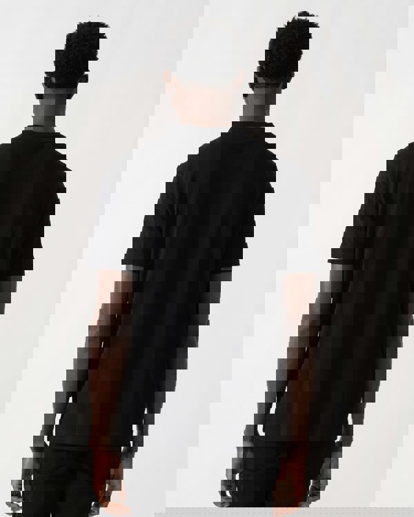 BOSS Green Taddy Mens Cotton Piqué T-Shirt with Oxford-Jacquard Back Collar - Black 008