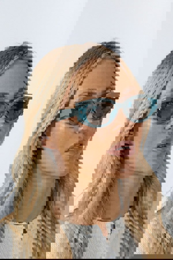 SVNX Oval Rectangular Vintage Sunglasses in Blue