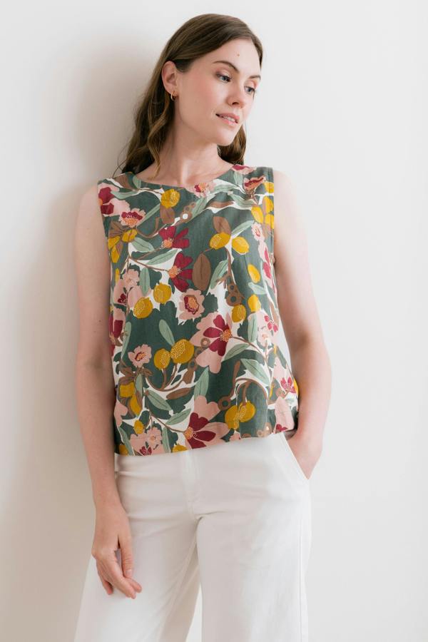 Cora Linen Blend Vest Laurel Green