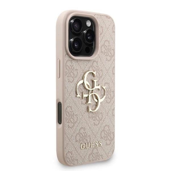 Guess PU 4G Metal Logo and Pearl Strap Case with MagSafe for iPhone 16 Pro 6.3" Pink - GUHCP16LP4GMGSP