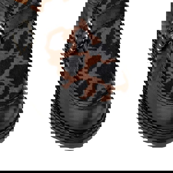 Embassy London Strapp - Black & Cow - Women’s leather ponyhair loafer with buckle