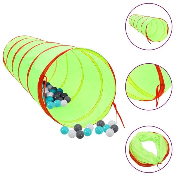 Berkfield Children Play Tunnel with 250 Balls Green 175 cm Polyester