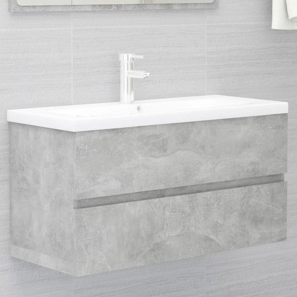 Berkfield Sink Cabinet Concrete Grey 90x38.5x45 cm Engineered Wood