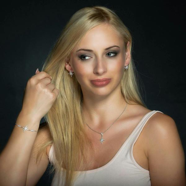 North Star Pendant Necklace with Cubic Zirconia - namana.london