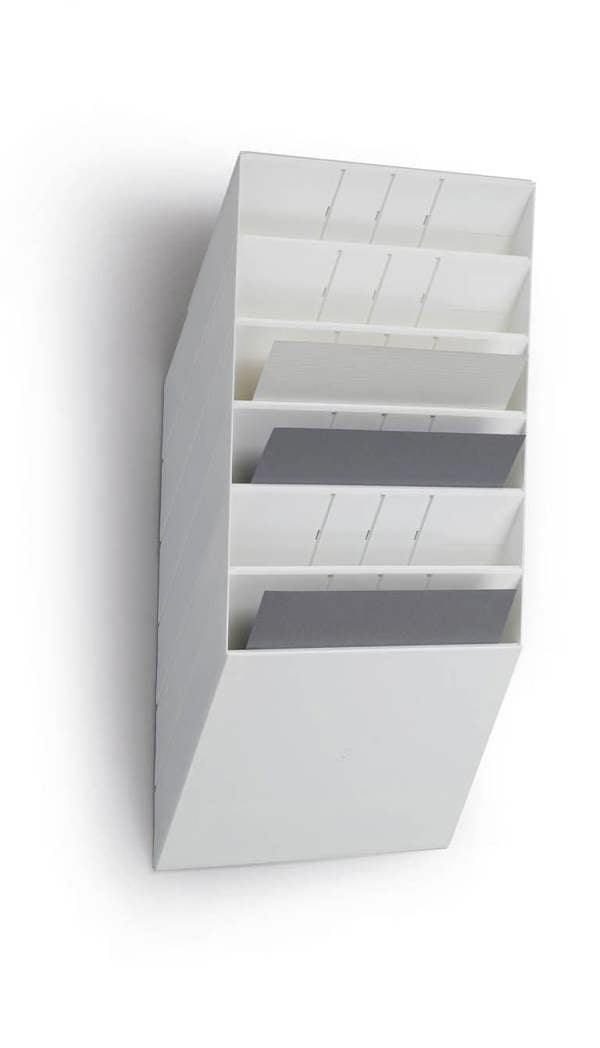 Durable FLEXIBOXX 6 Wall Mounted Literature Tray | A4 Landscape Holder | White