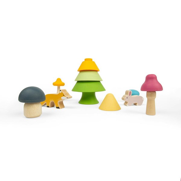 Bigjigs Toys Wood & Silicone Forest Friends Playset - 6 Pieces