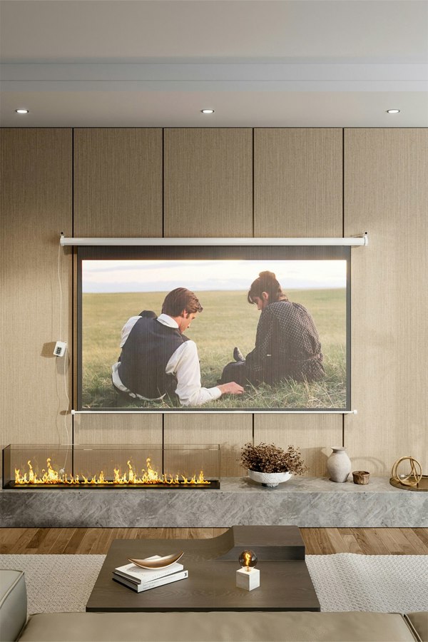 Living and Home 16:9 Electric Motorized Projector Screen with Remote, 72"