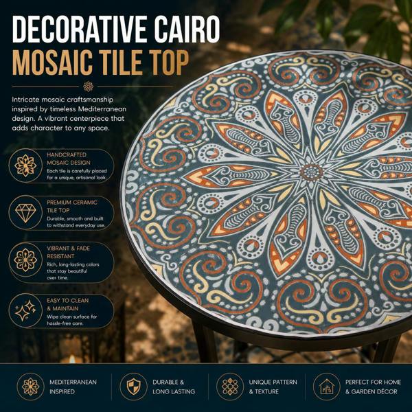 35cm Cairo Mosaic Plant Stand/Side Table image 3